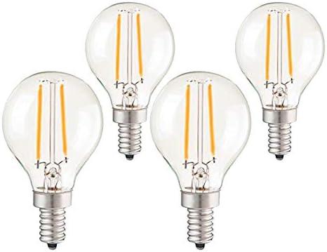 CTKcom 2W G45/G14 Candelabra LED Bulbs Dimmable(4 Pack)- E14 Base Vintage Edison LED Bulb 20W Equivalent 2700K Warm White Lamp for Home,Pendant Lights,Sconces,Antique Light Fixtures 110V~130V AC