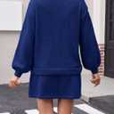 Tankaneo 2 Piece Sweater Sets for Women Long Sleeve Cardigan Outfits Mini Skirts Knit Matching Lounge Set (Blue)