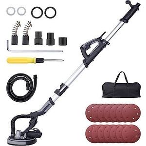 Drywall Sander, 750W Electric Drywall Sander with Vacuum Dust Collection 7 Variable Speed 900-1800 RPM with LED Light, 14 Pcs Sanding Discs, Extendable & Foldable Handle