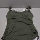 Summer Mae Ribbed Maternity One Piece Swimsuit Scalloped Cut Out Pregnancy Bathing Suit Square Neck, M