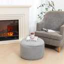 Pouf Ottoman Stuffed 20x20x12 Inches Floor Pouf Plush Fiber Ottoman Foot Rest Under Desk Foot Stool for Living Room Bedroom Gray