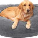 Furhaven Soft & Cozy Dog Bed for Large Dogs, Refillable w/ Removable Washable Cover & Liner, For Dogs Up to 95 lbs - Plush Faux Fur Bean Bag Style Ball Bed - Gray Mist, XL/Jumbo
