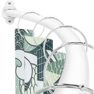 Curved Shower Curtain Rod, Adjustable 40-72 inches Extra Wide Curved Shower Rods for Bathroom, Rust proof Shower Rod, Stainless Steel Curved Curtain Rod for Shower, Bathtub, White