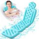 Bathtub Pillow Full Body, Luxury Bath Cushion for Tub with 230 Suction Cups, Bath Mat for Head and Neck Support with Laundry Bag Blue (63.2" x 16.2")