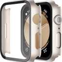 Misxi 2 Pack Hard PC Case with Tempered Glass Screen Protector Compatible with Apple Watch SE 3 (2025) SE 2 SE Series 6 Series 5 Series 4 40mm, Anti-Drop Scratch Resistant Cover for iWatch, 2 Starlight