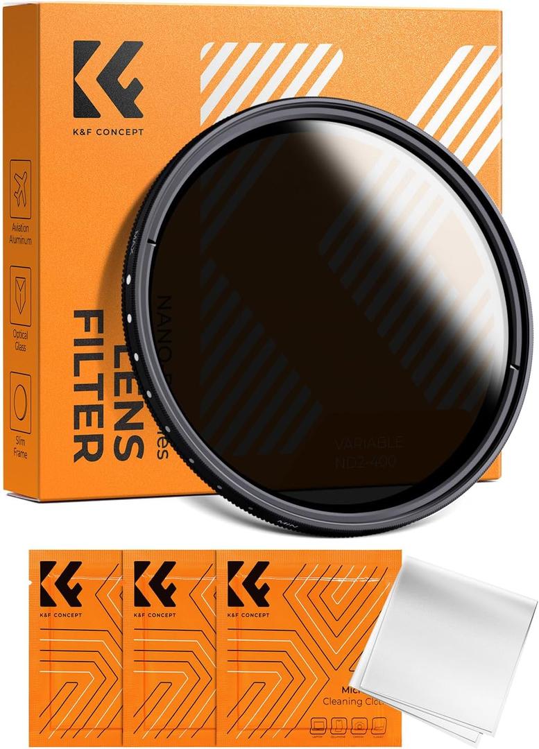 K&F Concept 40.5mm Neutral Density Filter, 40.5mm Slim Variable Fader ND Filter Adjustable ND2 to ND400 Filter + Cleaning Cloth