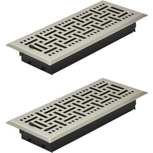 VEVOR 4 x 10 Inch Floor Registers, 2-Pack Vent Grilles, HVAC Heavy-Duty Walkable Iron Floor Vents, Easily Adjustable Rust-Proof Air Vents Deflector with Metal Damper, for Home & Office, Nickel-Plated