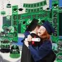 Graduation Decorations 2026 Green Graduation Party Decor Set include Congrats Grad Banner Backdrop Class of 2026 Balloons Party Supplies