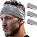 E Tronic Edge Running Headbands for Men, Women, Boys and Girls, Sports Sweatbands for Basketball, Yoga, Exercise, Workout, Quick Drying and Non-Slip Workout Stretchy Hairband (Gray)