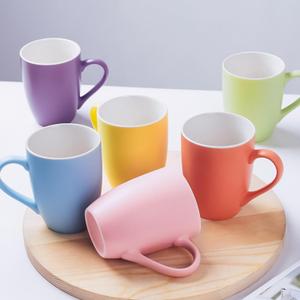 Coffee Mugs Set of 6, 12oz Ceramic Coffee Mugs, Matte Porcelain Coffee Mug Cups for Latte, Cappuccino, Hot Tea, Cocoa, for Women Men for Home Restaurant Mug Present Set (colour)