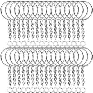 Paxcoo 50Pcs Keychains with Chain and 50 Pcs Jump Rings, Keychain Rings Kit Findings Bulk for Keychain Making Supplie DIY Crafts