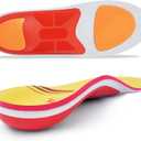 Plantar Fasciitis Relief Insole Heavy Duty High Arch Supports Orthotics Men Women Overpronation Inserts, Orthopedic Flat Feet Pads Heel Pain Work Boot Shoe Insoles Size(13-13 1/2) (Orange)