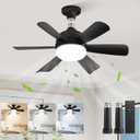 ZMISHIBO 1 Pack 17.9 Inch Socket Fan Light with Remote, Dimmable 3 Colors 6 Speed 1100 Lumens Light Bulb Fan Screw in Ceiling with Lights, Light Socket Ceiling Fan for Bedroom -Black