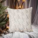 2 Pcs Christmas Throw Pillow Covers, 1818 Soft Faux Fur Pillow Cases, Couch Cushion Cases Holiday Decorations, Festivals Winter Home Decor (Cream Beige Tree)