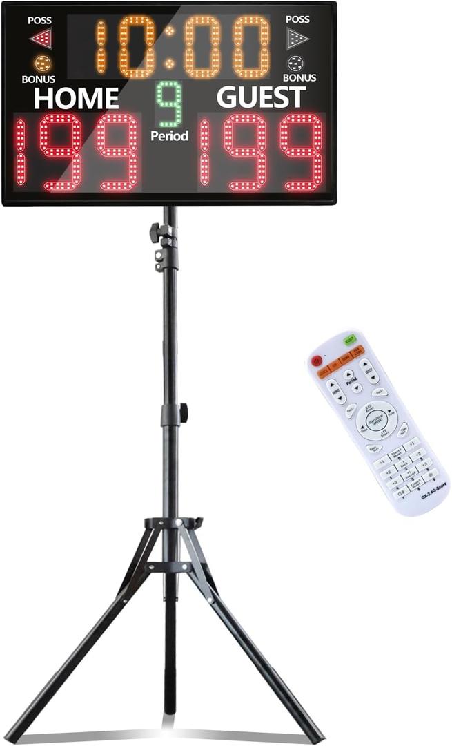 YZ Bigger LED Digital Scoreboard, Portable Basketball Scoreboard with Timer Clock, Electronic Scoreboard with Remote, Tabletop Scoreboard Clock, Score Keeper for Outdoor Game