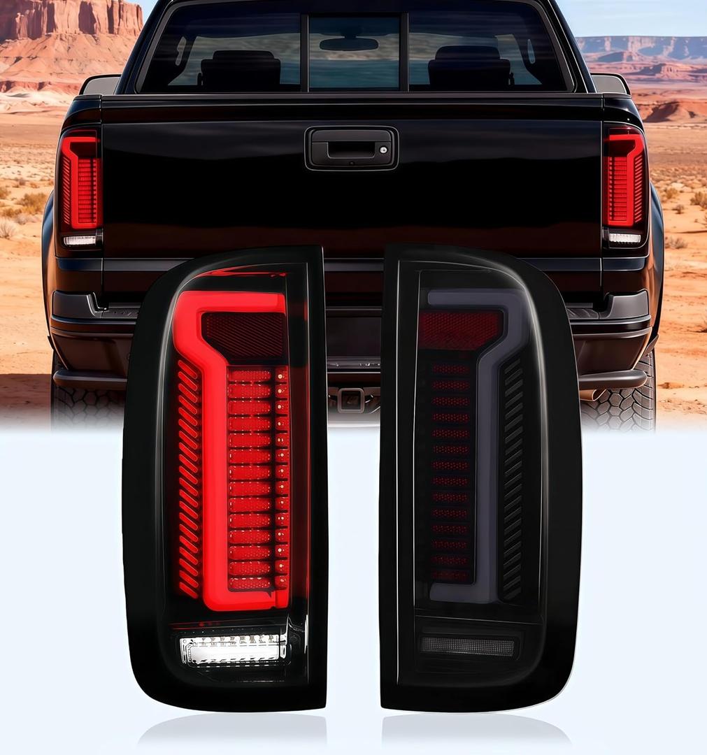 Tail Lights Fit for Chevrolet Colorado 2015-2022, Upgraded LED Brake Reverse Rear Lamp Smoked Housing
