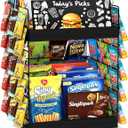 Chip Rack Display Stand, 6 Tiers 50 Clips Snack Organizer, 360 Rotating Wood Base Candy Display Rack, Portable Retail Display Shelf for Countertop, Office, Store, Kitchen, Party