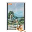 MAGZO Magnetic Screen Door, Fits Door Size 28 x 78 Inches, Actual Screen Size 30 x 79 Inches Reinforced Fiberglass Mesh Curtain for French and Entry Entrance Mesh with Full Frame Hook & Loop, Gray