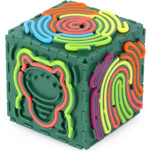 Creative 3D Sensory Cube Toys for Children with Autism,Silicone Fingertip Cube Toys for Anxiety Relief, Focus, ADHD & Autism,Suitable for Children and Adults,with 20 Silicone Strings (Green)