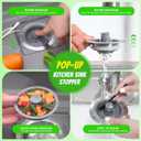 2 x 3 in 1 Sink Strainer Stopper and Pop-up Kitchen Sink Drain Strainer, Stainless Steel Filter with Bigger Basket, Anti-Clogging Kitchen Sink Drain Stopper for US Standard 3-1/2 Inch Drain