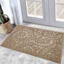Bulijojo Front Door Mat Entrance, Durable Heavy Duty Welcome Mat, Thick Absorbent Natural Rubber Non Slip Mat, Sturdy Entryway Beige, 23"x35" (1'11" x 2'11" (Leaf))