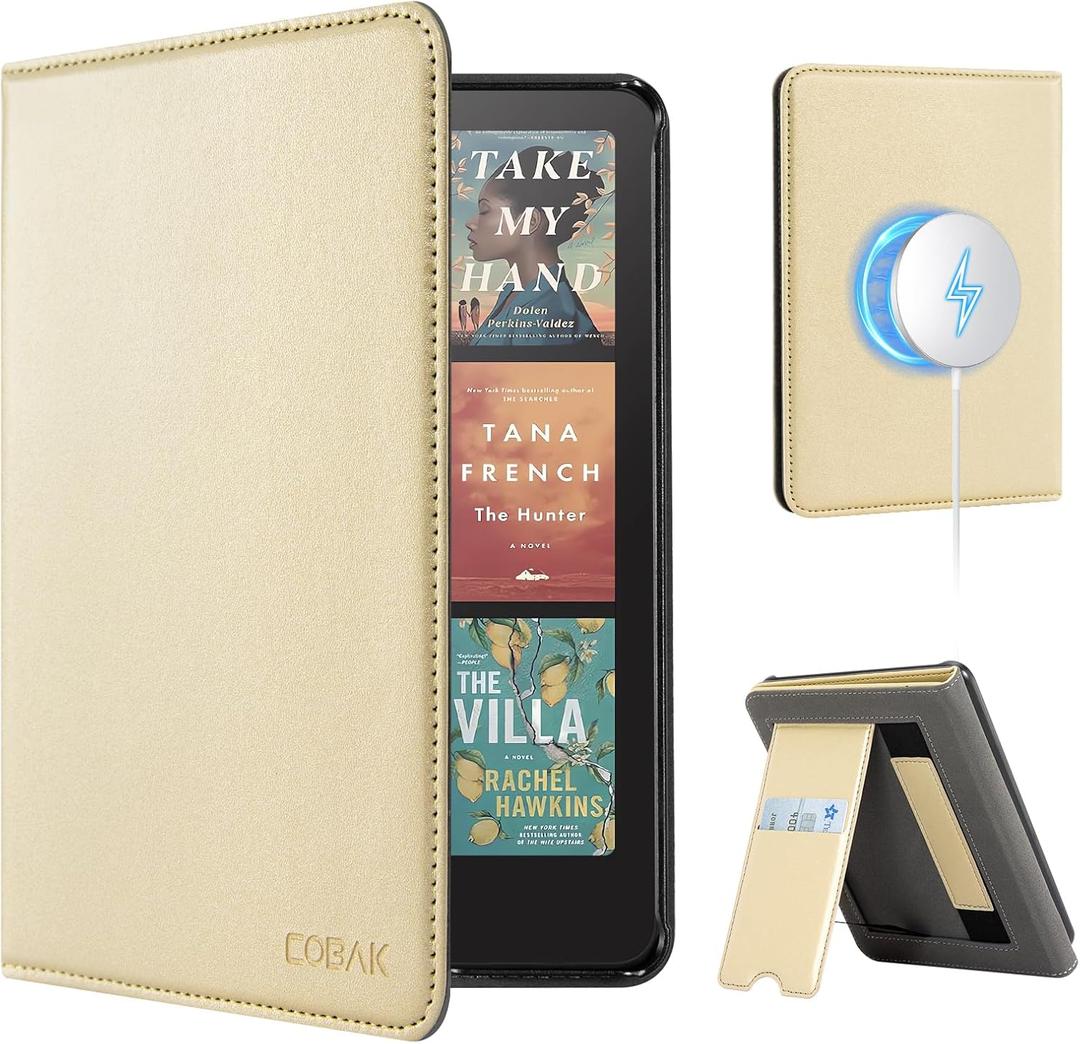 CoBak Stand Case for 7" Kindle Paperwhite 12th Gen 2024 and Kindle Colorsoft with Hand Strap - Compatible with iPhone MagSafe, for Samsung/Belkin/Anker Wireless Charging Pads, Durable, Auto Sleep Wake (*Pearlescent Gold) CoBak Stand Case for 7" Kindle Paperwhite 12th Gen 2024 and Kindle Colorsoft with Hand Strap - Compatible with iPhone MagSafe, for Samsung/Belkin/Anker Wireless Charging Pads, Durable, Auto Sleep Wake (*Pearlescent Gold)