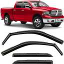 Voron Glass in-Channel Extra Durable Rain Guards for Trucks Dodge RAM 2009-2018 Crew Cab/Dodge Ram 1500 Classic 2019-2024 Crew Cab, Window Deflectors, Vent Window Visors, 4 Pieces - 220010