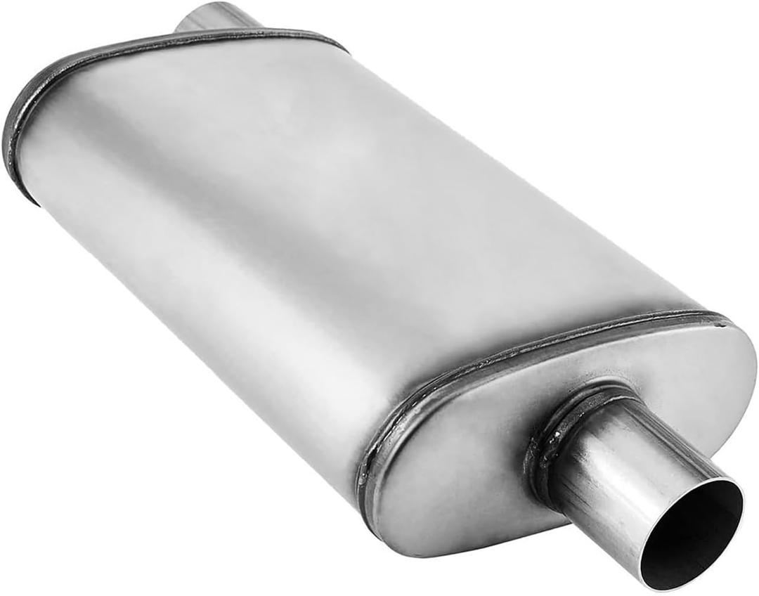 2in Muffler Deep Performance Tone 2'' Pipe Muffler Resonator with Universal Stainless Steel muffler for Cars, Trucks(2''Inlet/Outlet)