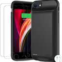 Battery Case for iPhone 8/7/6s/6/SE 3/SE 2, Upgraded 10000mAh Portable Battery Pack Charger Case Support Carplay Compatible with iPhone SE 3/SE 2/8/7/6s/6 (4.7 inch) External Charging Case (Black)