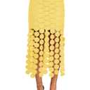 Cicy Bell Womens Hollow Out Maxi Skirts Summer High Waisted Boho Fringe Hem Skirt Beach Vacation Outfits Yellow