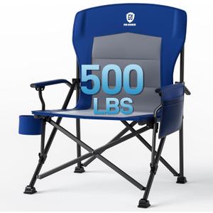 EVER ADVANCED Oversized Folding Camping Chair, for Adults Heavy Duty Lawn Chair with Side Pockets, Portable Collapsible Quad Chair for Outside, Support Up to 500lbs, Blue EVER ADVANCED Oversized Folding Camping Chair, for Adults Heavy Duty Lawn Chair with Side Pockets, Portable Collapsible Quad Chair for Outside, Support Up to 500lbs, Blue