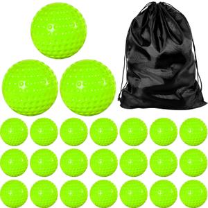 Deekin 24 PCS Pitching Machine Softballs, Dimpled Softballs, Practice Foam Sport Pitching Machine Game Ball for Indoor Outdoor Practice, 2 Dozen (Green)