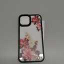 for iPhone 14/13 Case+Tempered Glass Screen Protector, Military Grade Protective Slim Soft TPU & Hard PC,Girls Women Crystal Clear Flower Pattern Case Cover for iPhone 14/13-Safflower (Golden Shield Flower Series-Safflower)