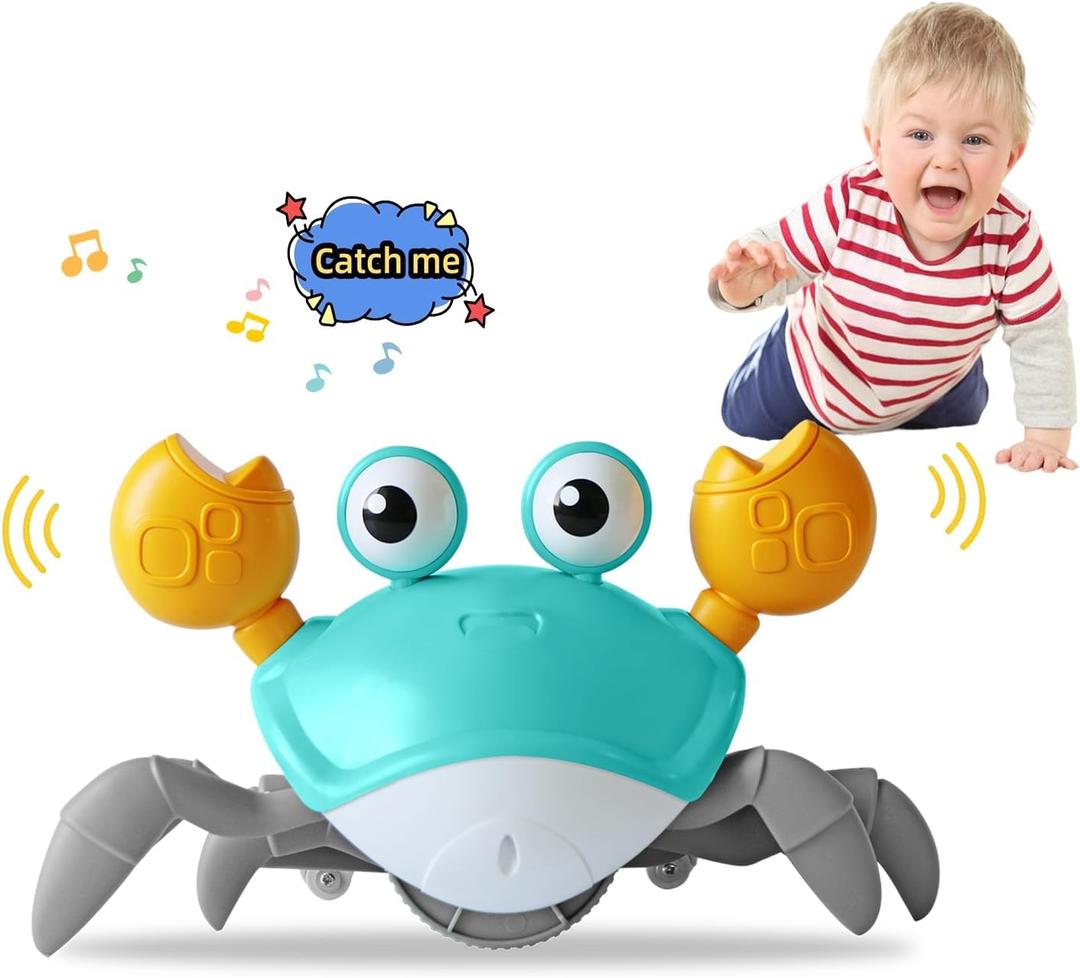 Crawling Crab Baby Toy Fantastic Creatures Toys Infant Sensory Tummy time Toys 3-12 Babies boy Girl Learning Crawl 3-6 6-12 Walking Toddler Gifts for 36 Months Old (Green)