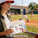Bufilea Baseball Gift Clear Baseball Bag with Chenille Letter Patches, Waterproof PVC Toiletry Pouch with Wristlet, Large Portable Makeup Bag for Baseball Moms Essentials, Game Day & Travel Organizer