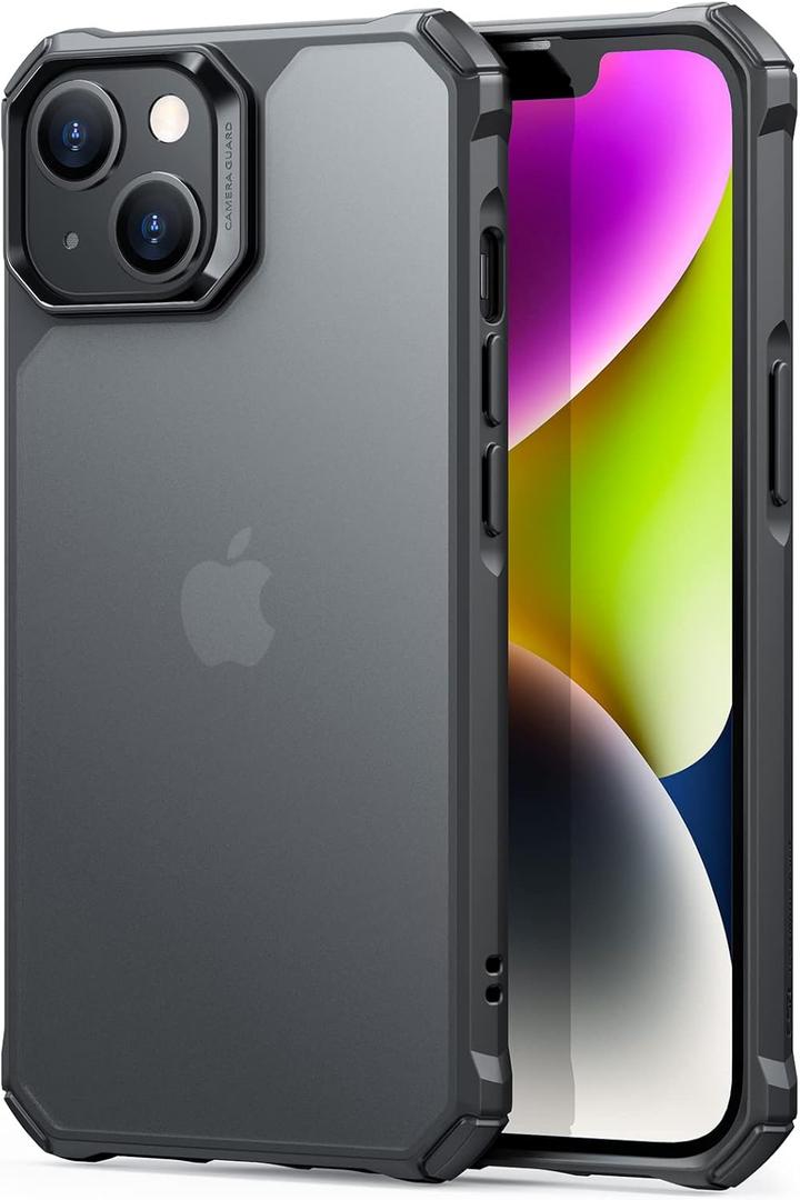 ESR for iPhone 14/iPhone 13 Case, Military-Grade Protection with Shock-Absorbing Corners, Scratch-Resistant and Anti-Yellowing Acrylic Back, Slim Protective Phone Case, Air-Armor Series, Frosted Black