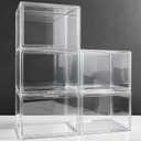 12 Pack Clear Shoe Box Size 15, X-Large Acrylic Purse Display Case with Magnetic Lid Stackable Storage Bins for Shoes, Large Figures Collectibles, Handbag, Cosmetics, Craft Showcase