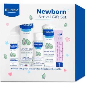 Mustela Newborn Arrival Gift Set  Baby Skincare & Bath Time Essentials  Natural & Plant Based  5 Items Set