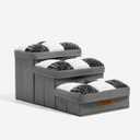 FUNNYFUZZY Dog Stairs with Storage 13H,Foldable 3-Step Pet Steps for Small Medium Dogs with Sturdy Stylish Cover,Dog Steps for Couch Sofa and Chair,Non-Slip, Indoor,Grey