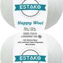 Estako Happy Wool (2 Skeins Pack) 40% Merino Wool 20% Cashmere Type Polyamide 40% Acyrlic Fingering Weight Soft Knitting and Crochet Yarn (2 x 1.76 oz) (2 x 191 yds) (8001 - White)