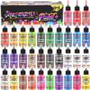 Airbrush Paint - 33 Colors with Thinner, Ready to Airbrush Paint Set, Metallic & Pearlescent Shades, Water Based Acrylic Air Brush Paints Set for Artists, Hobbyists, DIY Crafts - 20 ML