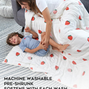 YnM Organic Cotton Duvet Cover for Weighted Blankets (Strawberry, 36''x48'')