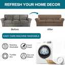 Turquoize 4 Piece Sofa Covers for 3 Cushion Couch Sofa Slipcover Soft Couch Cover for Dogs Washable Furniture Cover with 3 Individual Large Cushion Covers Feature Fabric (Large Sofa, Macchiato)