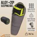 ALPS Cedar Ridge Alloy 20 Sleeping Bag – 20 Degree Camping Sleeping Bag with PolyLoft Insulation, Durable Polyester Shell, Two-Layer Construction & Stuff Sack for Camping & Travel, One Size