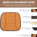 MYFAMIREA Car Seat Cushion Pad 1.2" Thick Comfort Seat Protector for Car Driver Seat Office Chair Home Use Memory Foam Seat Cushion with Non Slip Bottom, 20'' x 18.5'', Orange