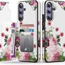 Goodon for Samsung Galaxy S24 Plus Case Wallet - Flip Folio Leather Cover with Trendy Floral Design, 3 Card Slots & Kickstand Function, Protective Phone Case for Women and Girls - Blooming Roses