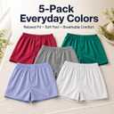 Mens Boxers 5 Pack, Loose Fit Cotton Boxer Shorts for Men, Breathable Woven Underwear for Sleep & Lounge, 3XL