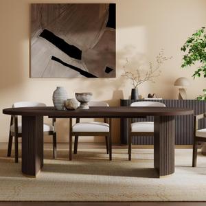 Oval Dining Table with Double Pedestal Base for 6 People, 88-inch Kitchen Table for Dining Room, Easy to Assemble, Espresso