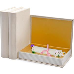 AuldHome Design Faux Book Stack (Cream); Blank Set of 3 Decorative Books for DIY Crafts and Home Decor