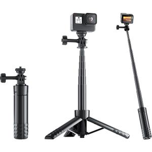25" Extendable Mini Camera Tripod Mount for Gopro DJI Osmo Pocket 3, Portable Small Vlog Handle Grip Desktop Webcam Selfie Stick Tripod, Pole Tripod for Action Camera Hero/DJI Osmo Action 5Pro/4/3